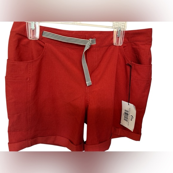 ZYIA Red not just a trail short-long stripe belt activewear short NWT - Picture 1 of 8